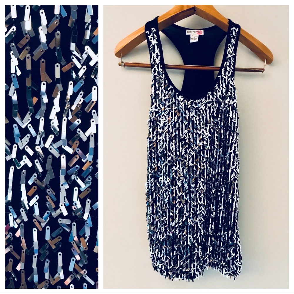 Super sparkly racerback tank with oblong sequins